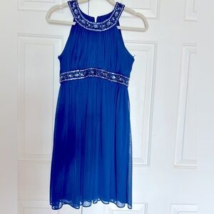 Xscape Blue Halter Beaded Sequin Dress Size 4